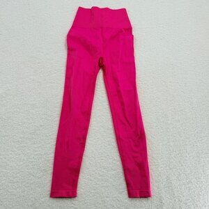 High-Waisted Pink Seamless Leggings With Ruched Back, S